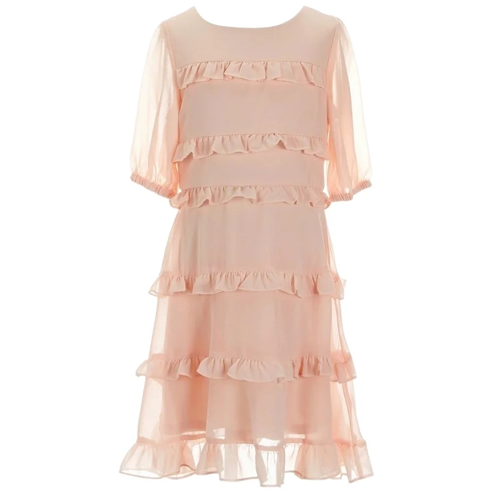 Gianni Bini Girls Formal Tiered Ruffle Dress Size 6 Blush